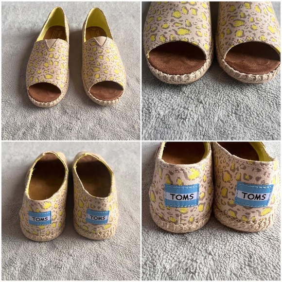 TOMS Alpargata Open Toe Espadrille Sandal Bobcat Limeade Animal Print Neon Shoe - Picture 4 of 13
